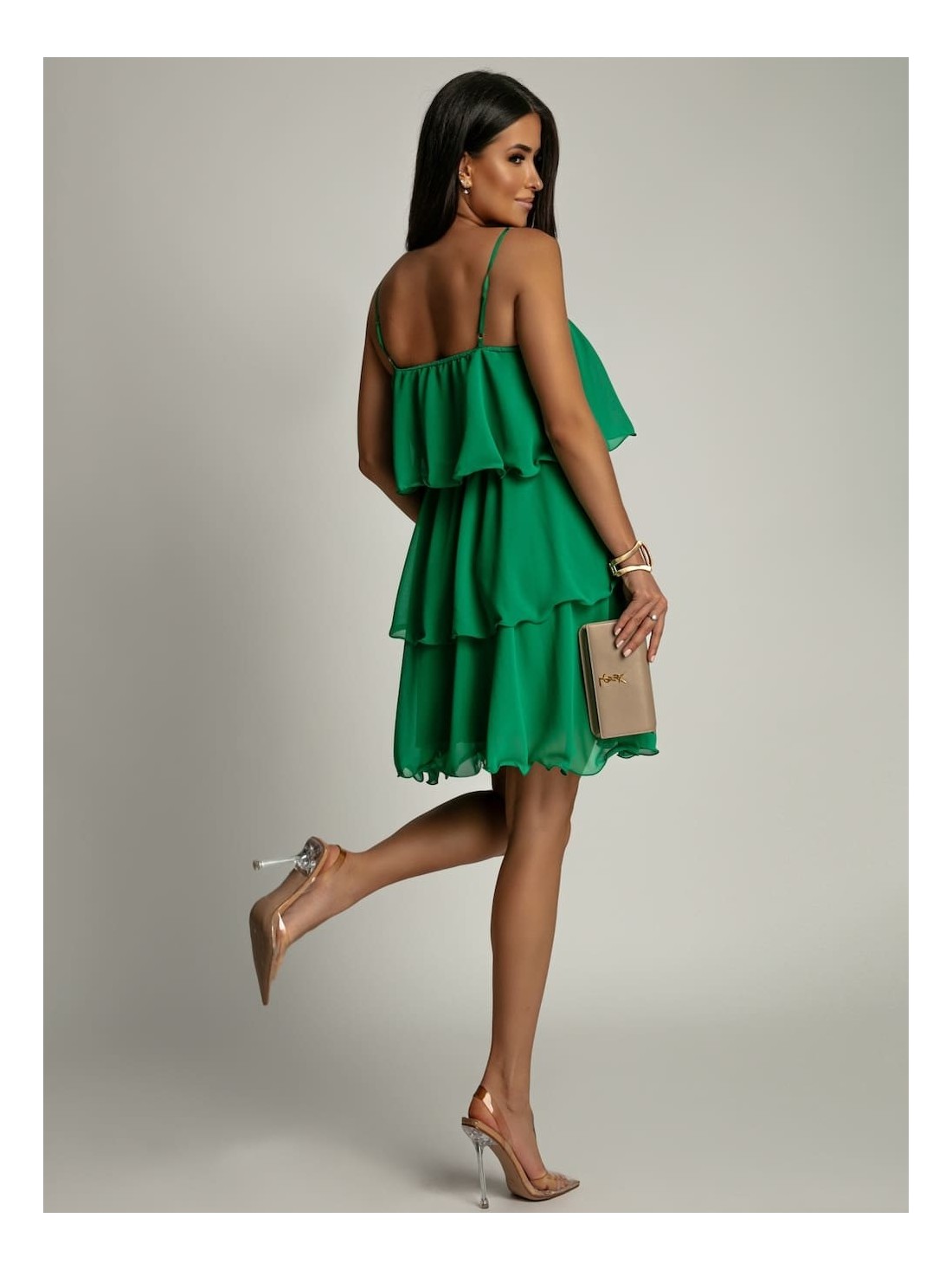  Summer dress with ruffles, green 5062